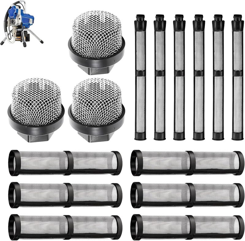 KUEDPEZ 246385 246384 287032 Airless Sprayer Filter Set, Fit for Graco 395 390 490 495 495 595 3400 Airless Spray Paint Sprayer Parts, 3 Types for graco Sprayer Filters (3+6+6 Packs) - Image 1